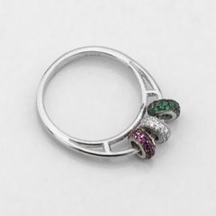 Серебряное кольцо с разноцветными фианитами K111677, уточнюйте