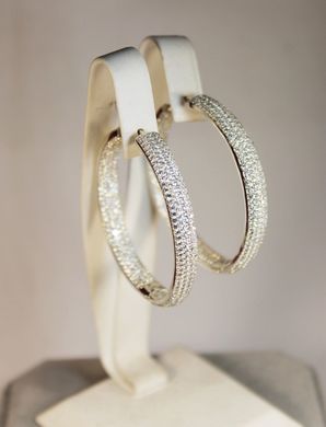 Срібні сережки кільця "Rachel Diamond", Білий, Білий