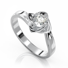 Золотое кольцо с бриллиантом "Luxurious flower", уточнюйте, 1Кр57-0,25-2/3, Белый