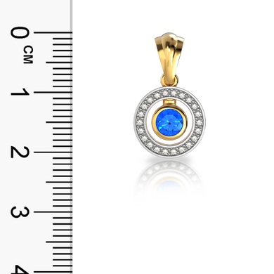Золота підвіска з діамантами і сапфіром "Miracle", 2.37, 22Кр57-0,12-1/5; 1Сапфір-0,43-3/ІІ, Білий-Синій