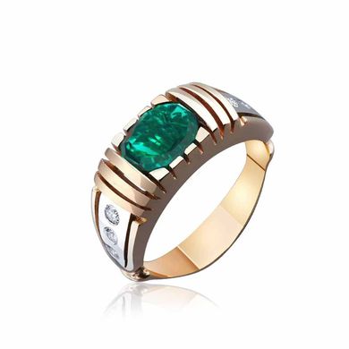 Мужской золотой перстень с изумрудом 31146 10, Изумрудный, 21.5, Зеленый