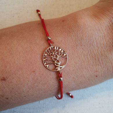 Золотой браслет с красной нитью "Tree of Life", Универсальный