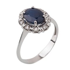 Золотое кольцо с сапфиром и бриллиантами RO07864, уточнюйте, Белый-Синий