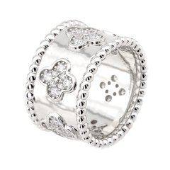 Серебряное кольцо Клевер с фианитами K11925, 18 размер, уточнюйте