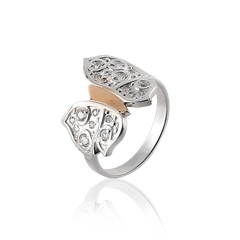 Серебряное женское кольцо "Butterfly", уточнюйте, Белый