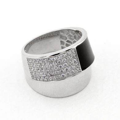 Серебряное кольцо с эмалью и фианитами K11894, уточнюйте