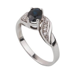Золотое кольцо с сапфиром и бриллиантами YZ33862, уточнюйте, Белый-Синий