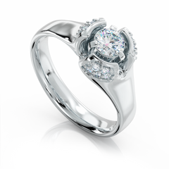 Золотое кольцо с бриллиантами "Rebel", уточнюйте, 12Кр57-0.07-4/4; 1Кр57-0.22-4/4, Белый