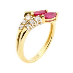 Фото Золотое кольцо с рубинами и бриллиантами RO09039