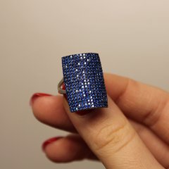 Серебряное кольцо "Shell Sapphire", Синий, 15, Синий