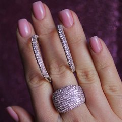 Серебряные серьги кольца "Rose Saturn", Розовый, Розовый