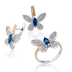 Серебряный набор серьги и кольцо "Butterfly"