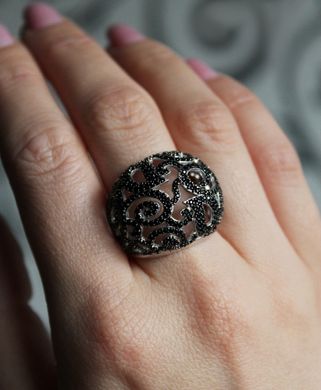 Серебряное кольцо "Melange", Черный, 15, Черный