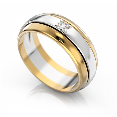 Золотое обручальное кольцо с бриллиантом "Sienna", уточнюйте, 1Кр57-0.04-4/4, Белый
