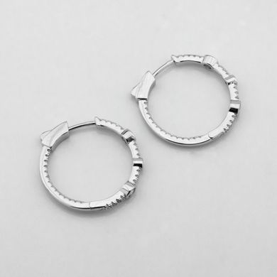 Фото Срібні сережки-кільця з фіанітами
