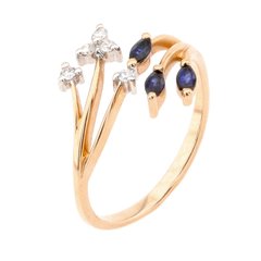 Фото Золотое кольцо с сапфирами и бриллиантами RO02194