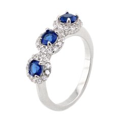 Серебряное кольцо с синими фианитами K11708, уточнюйте