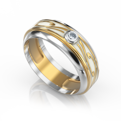 Золотое обручальное кольцо с бриллиантом "Tina", уточнюйте, 1Кр57-0.04-4/4, Белый