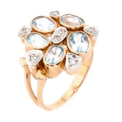 Фото Золотое кольцо с топазами и фианитами 11025top