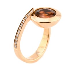 Фото Золотое кольцо с турмалином и бриллиантами ДР0048682