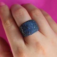 Серебряное кольцо "Grande Sapphire", Синий, 15, Синий