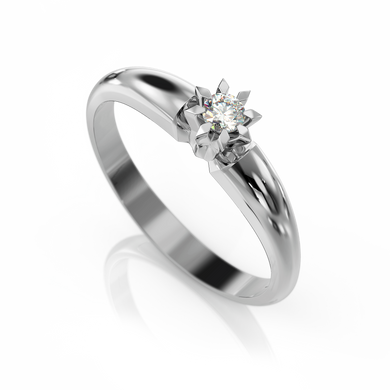 Золотое кольцо с бриллиантом "Lily", уточнюйте, 1Кр57-0.06-4/4, Белый
