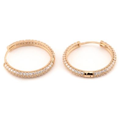 Золотые серьги-кольца с фианитами (Диаметр 2 см) C12985