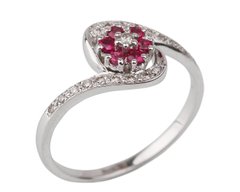 Фото Золотое кольцо с рубинами и бриллиантами YZ19013
