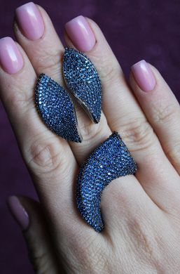 Срібні сережки "Verden Sapphire", Синій, Синій