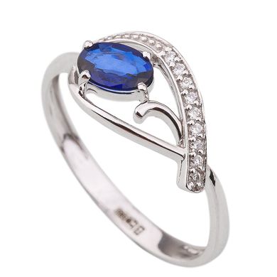 Золотое кольцо с сапфиром и бриллиантами RA00520, уточнюйте, Белый-Синий