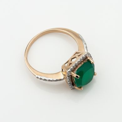 Золотое кольцо с зеленым ониксом и фианитами 11945go, 18,5 размер, уточнюйте