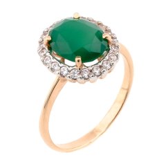 Фото Золотое кольцо с зеленым ониксом и фианитами 11610go