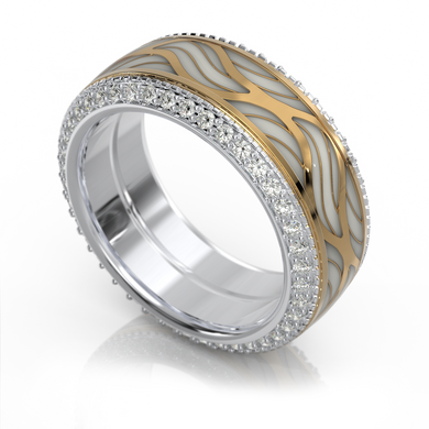 Золотое обручальное кольцо с бриллиантами "Elizabeth", уточнюйте, 96Кр57-0,39-4/5, Белый