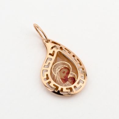 Золотая ладанка Пресвятая Богородица с эмалью P13675