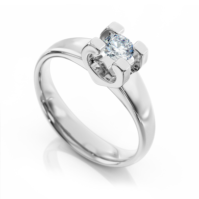 Золотое кольцо с бриллиантом "Lola", уточнюйте, 1Кр57-0,32-7/3, Белый