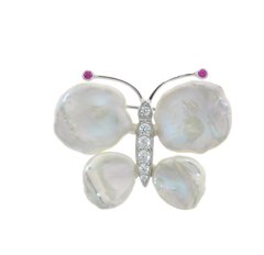Фото Срібна брошка з перлами і цирконами 1960650