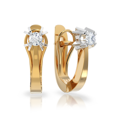 Золотые серьги с бриллиантами "Рeek", 2Кр57-0,25-2/3, Белый