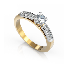 Золота каблучка з діамантами "Laura", уточнюйте, 10Кр57-0.06-4/4; 1Кр57-0.34-4/4, Білий