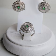Серебряное кольцо "Sharli Green", Изумрудный, 15, Зеленый