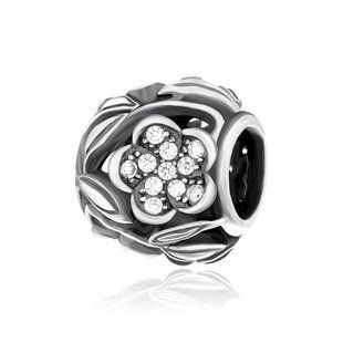 Серебряная бусина "Загадочные цветы" П5Ф/785