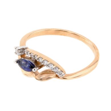 Фото Золотое кольцо с сапфиром и бриллиантами YZ30498
