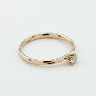 Золотое кольцо с бриллиантом 400-02, уточнюйте, Діамант: 1 круг, чистота 4, цвет 3, 0,09 карат