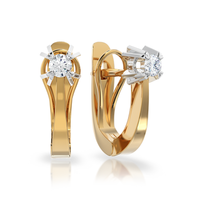 Золотые серьги с бриллиантами "Рeek", 2Кр57-0,25-2/3, Белый