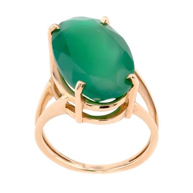 Фото Золотое кольцо с зеленым ониксом 11047go