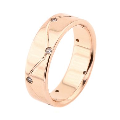 Золотое обручальное кольцо с фианитами (6 мм), уточнюйте