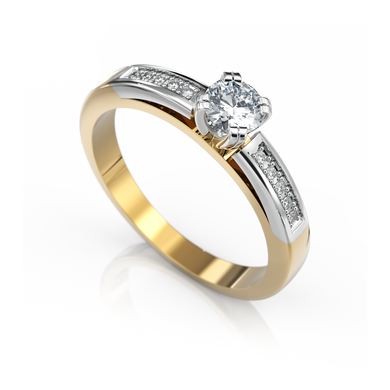 Золотое кольцо с бриллиантами "Laura", уточнюйте, 10Кр57-0.06-4/4; 1Кр57-0.34-4/4, Белый
