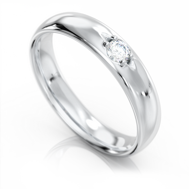 Золотое обручальное кольцо с бриллиантом "Harper", уточнюйте, 1Кр57-0,07-2/2, Белый