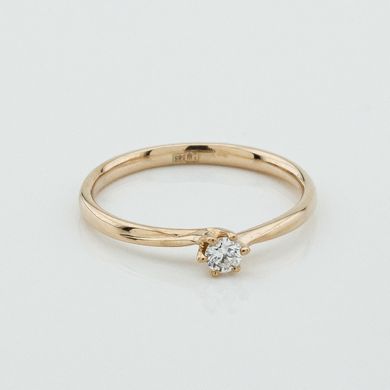 Золотое кольцо с бриллиантом 400-02, уточнюйте, Діамант: 1 круг, чистота 4, цвет 3, 0,09 карат