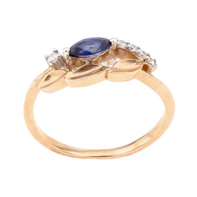 Фото Золотое кольцо с сапфиром и бриллиантами YZ30498