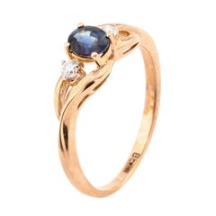 Фото Золотое кольцо с сапфиром и бриллиантами YZ33095